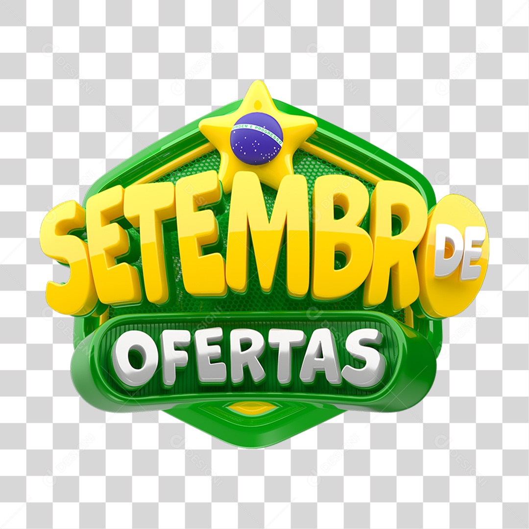 Selo 3D Setembro de Ofertas para Composição PNG Transparente