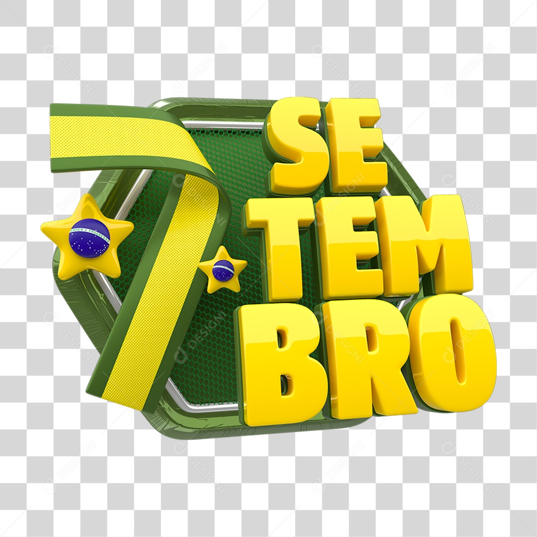 Selo 3D 7 Setembro para Composição PNG Transparente
