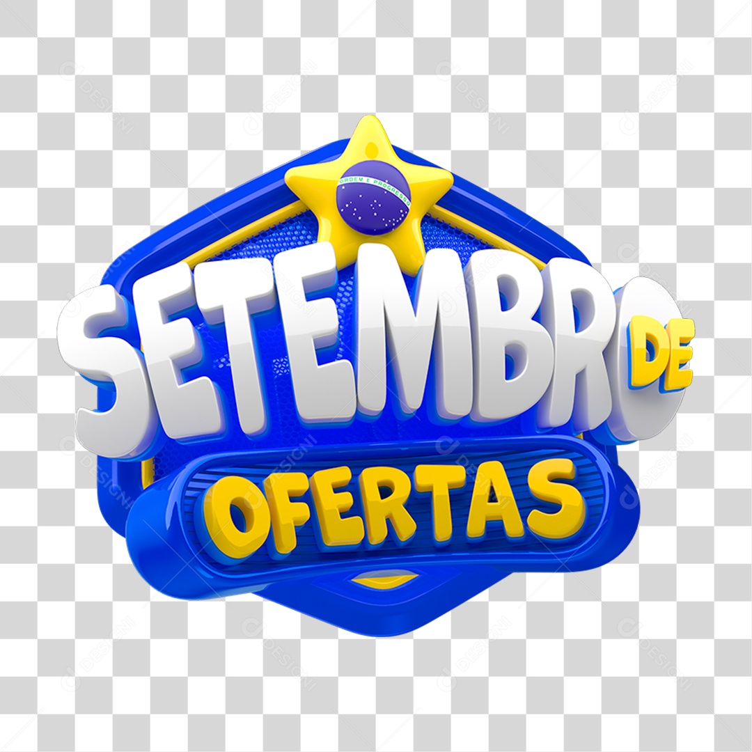 Selo 3D Setembro de Ofertas para Composição PNG Transparente