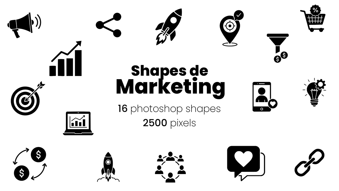 Conjunto de Ícones Marketing Digital Shapes CSH