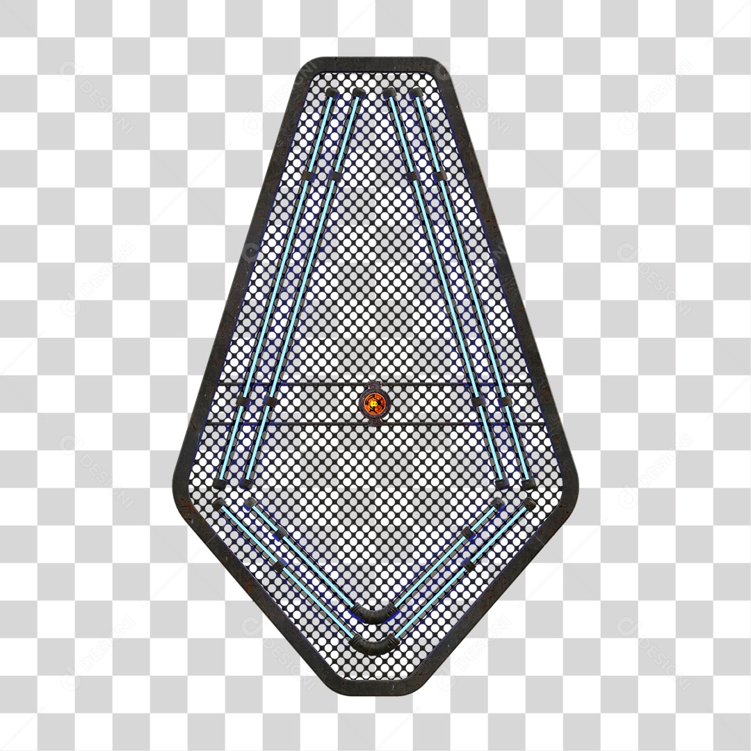 Painel de Seta Metálica com Neon PNG Transparente