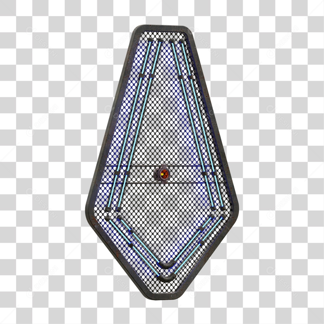 Painel de Seta Metálica com Neon PNG Transparente