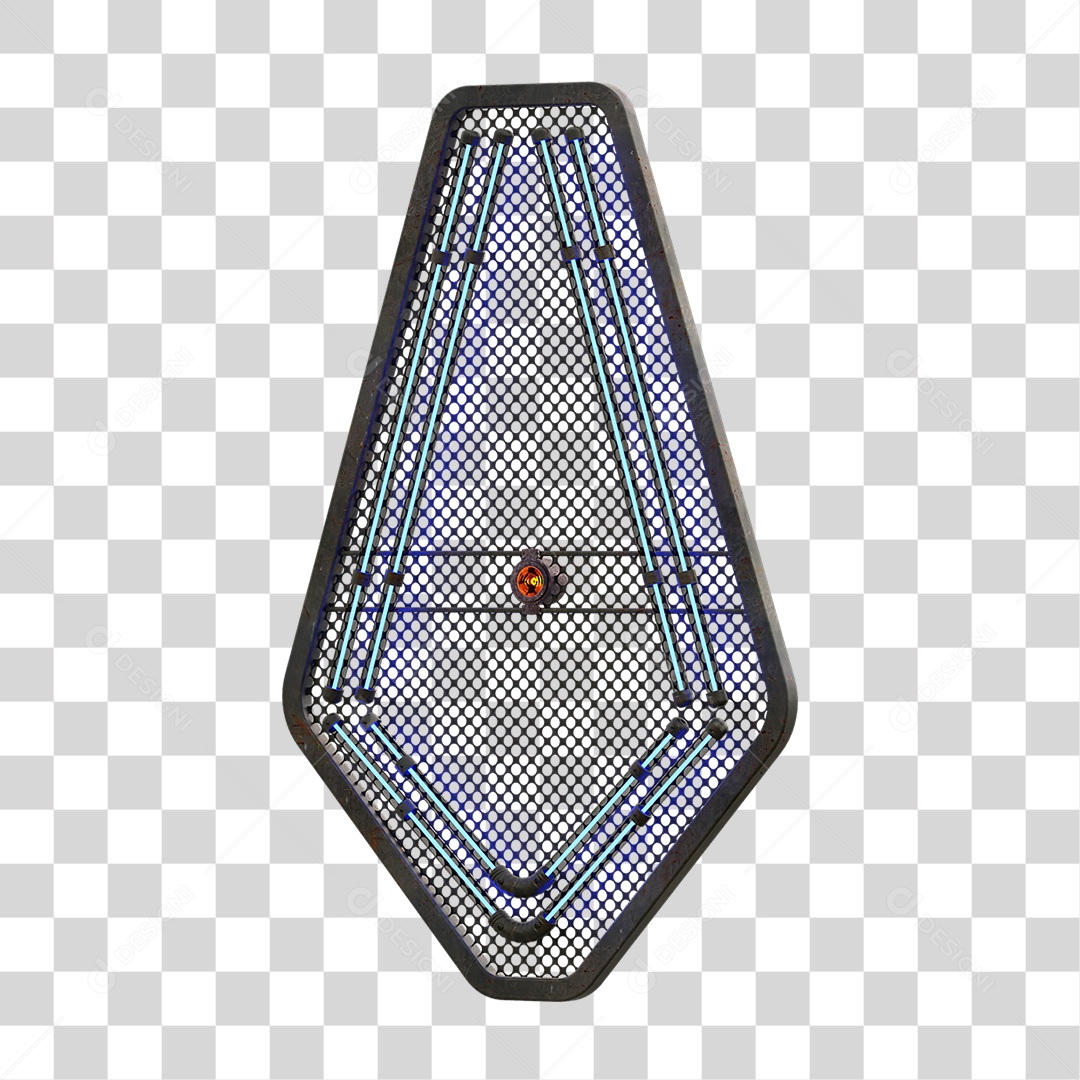 Painel de Seta Metálica com Neon PNG Transparente