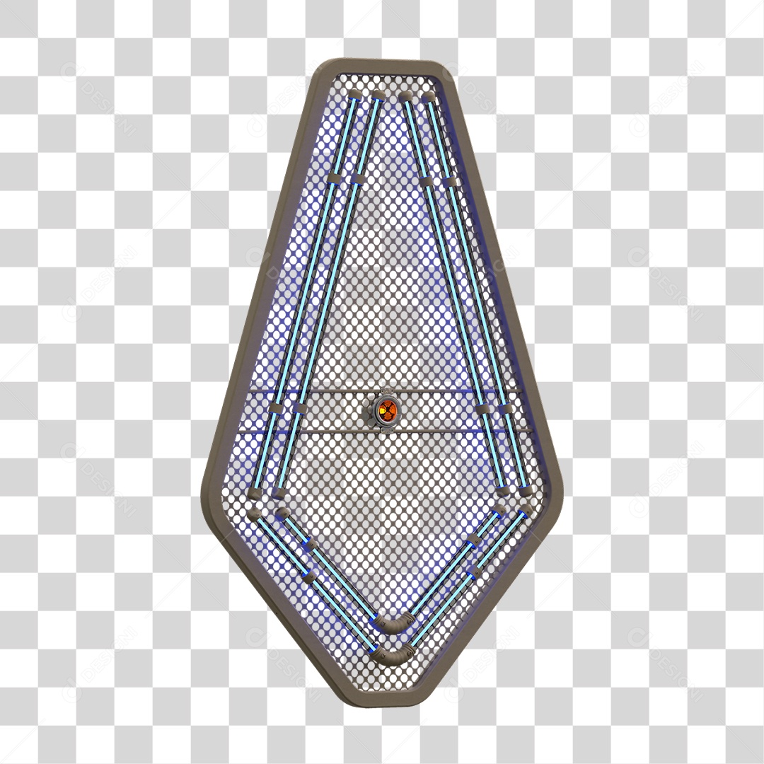 Painel de Seta Metálica com Neon PNG Transparente