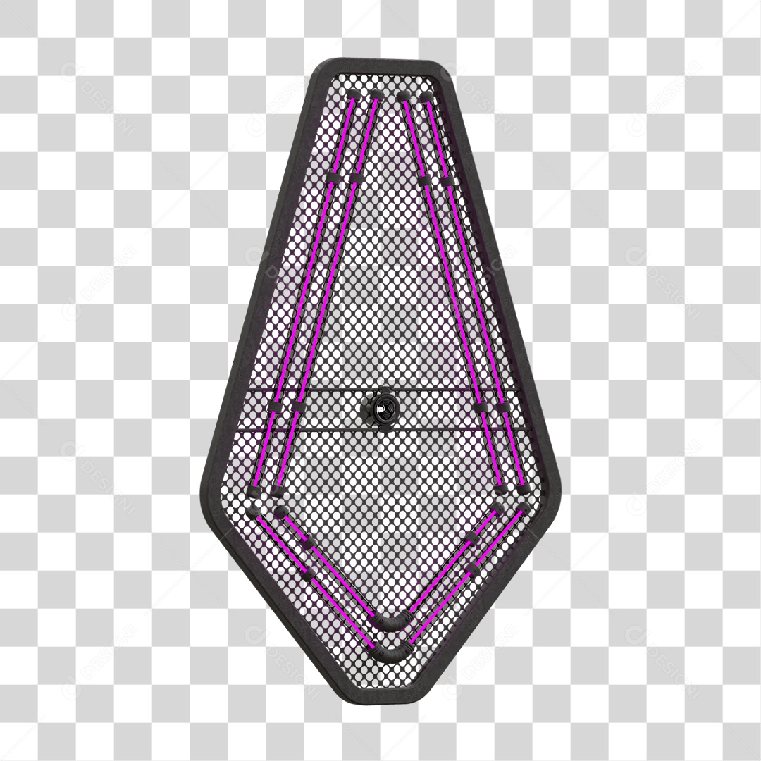 Painel de Seta Metálica com Neon PNG Transparente