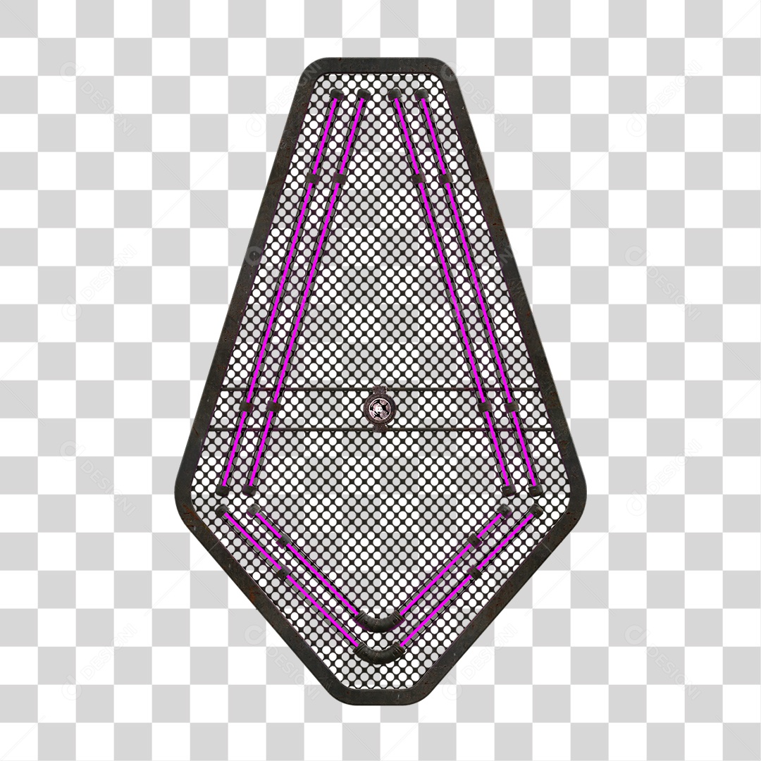 Painel de Seta Metálica com Neon PNG Transparente