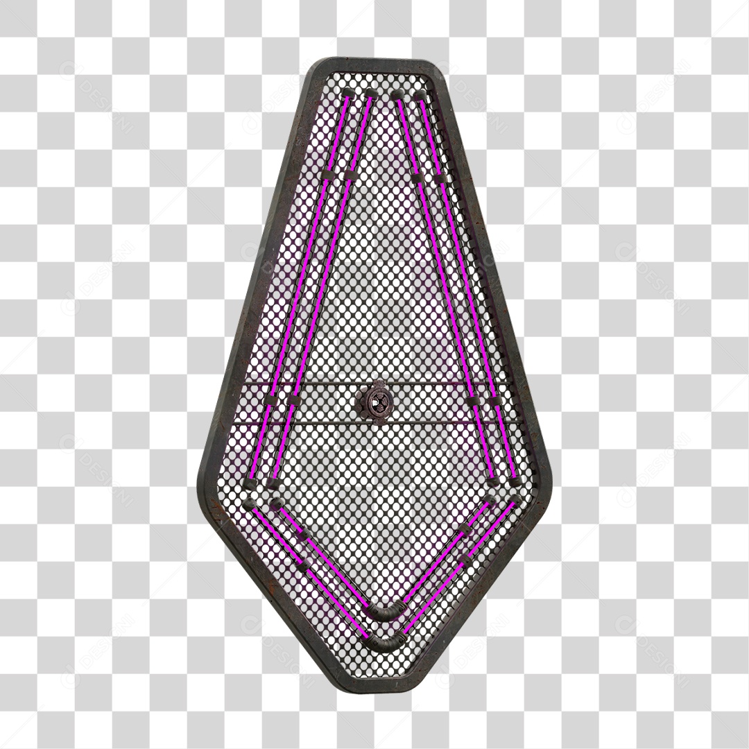 Painel de Seta Metálica com Neon PNG Transparente