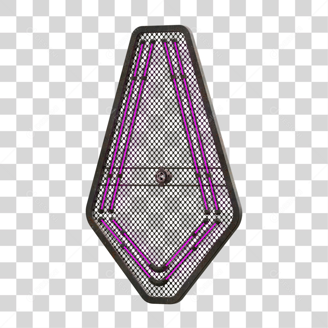 Painel de Seta Metálica com Neon PNG Transparente