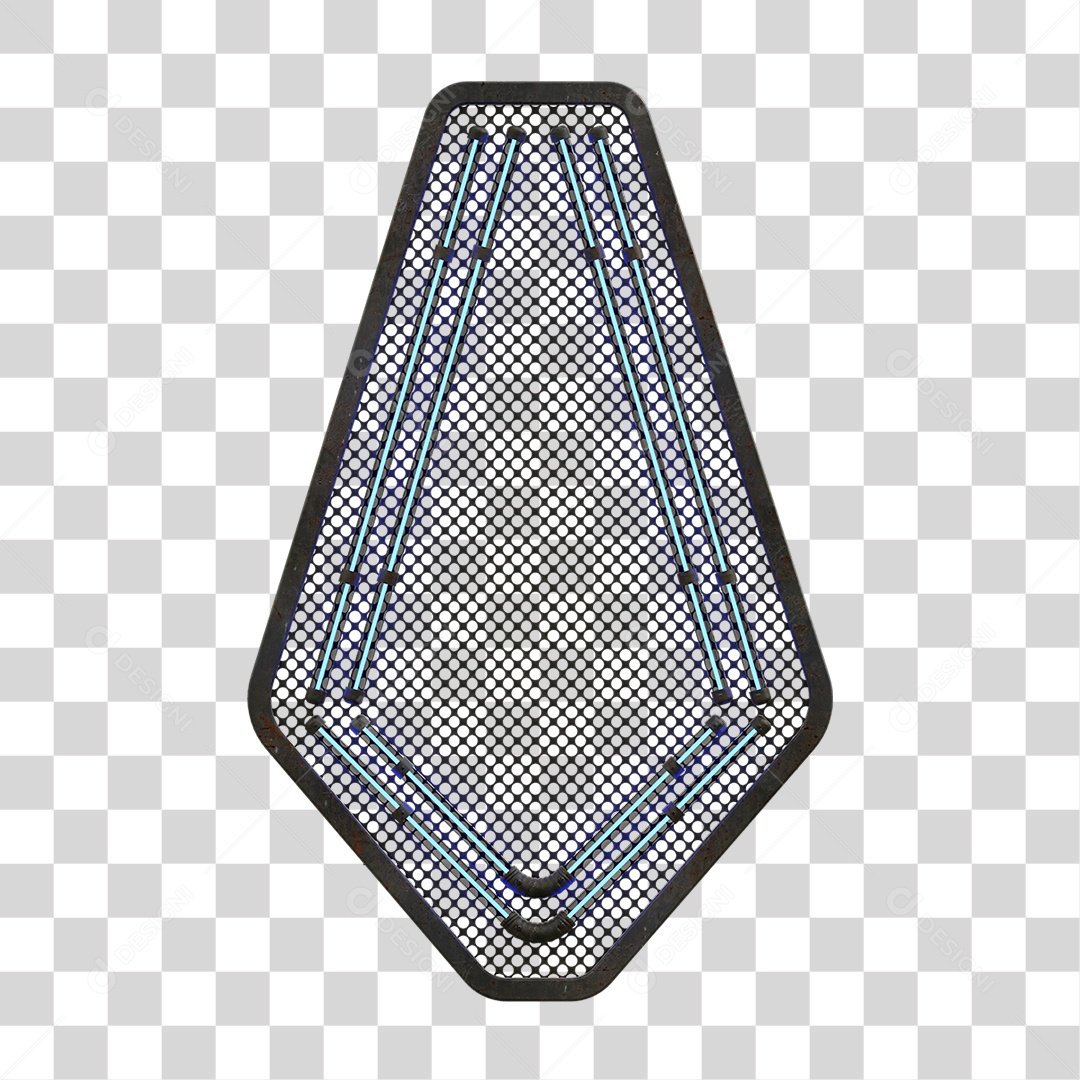 Painel de Seta Metálica com Neon PNG Transparente