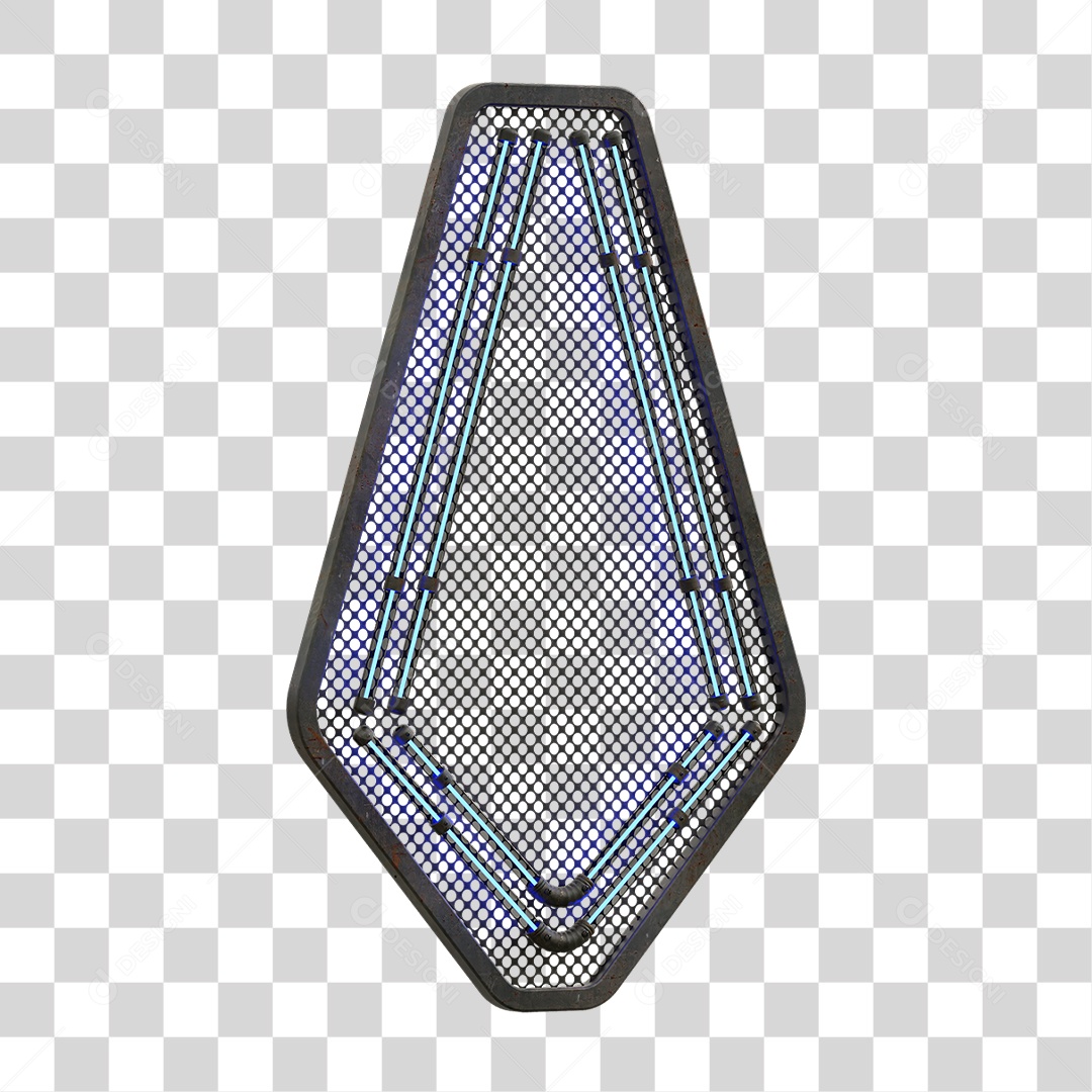 Painel de Seta Metálica com Neon PNG Transparente