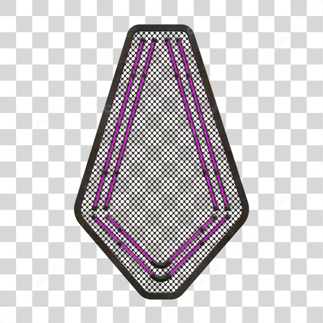 Painel de Seta Metálica com Neon PNG Transparente