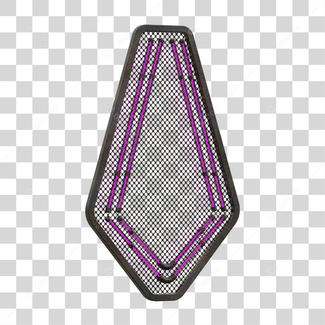 Painel de Seta Metálica com Neon PNG Transparente