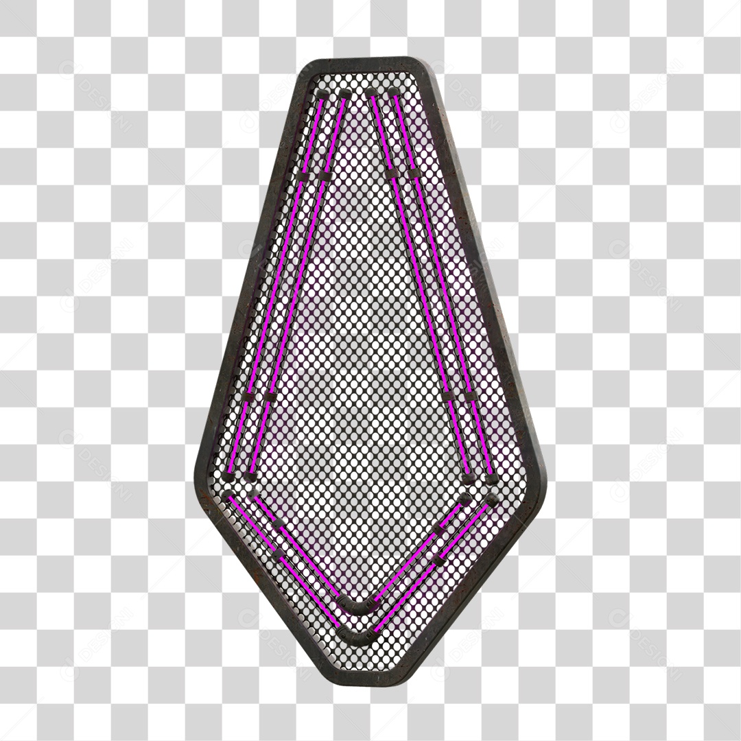 Painel de Seta Metálica com Neon PNG Transparente