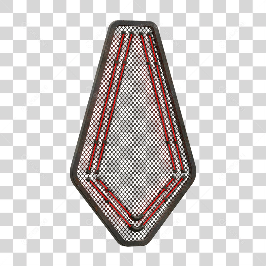 Painel de Seta Metálica com Neon PNG Transparente