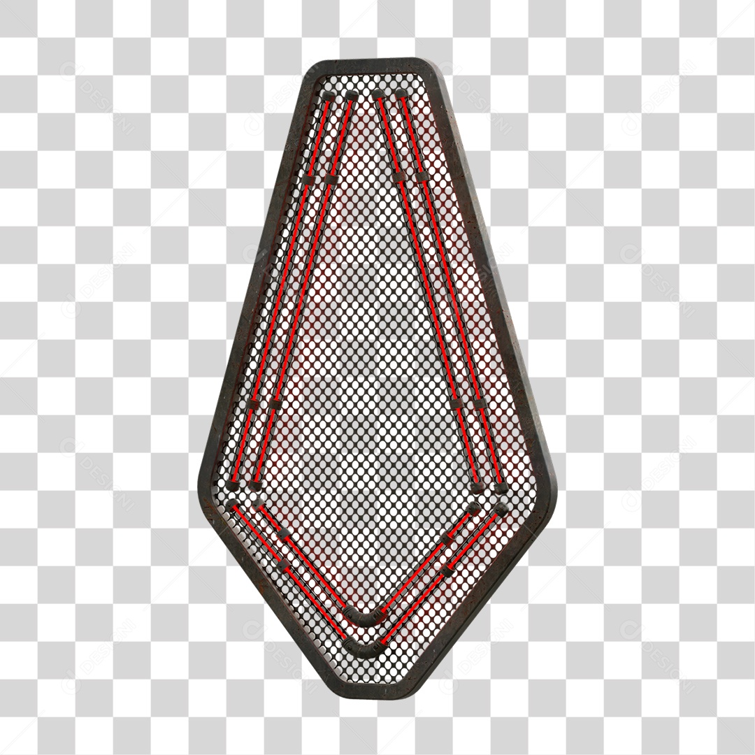 Painel de Seta Metálica com Neon PNG Transparente