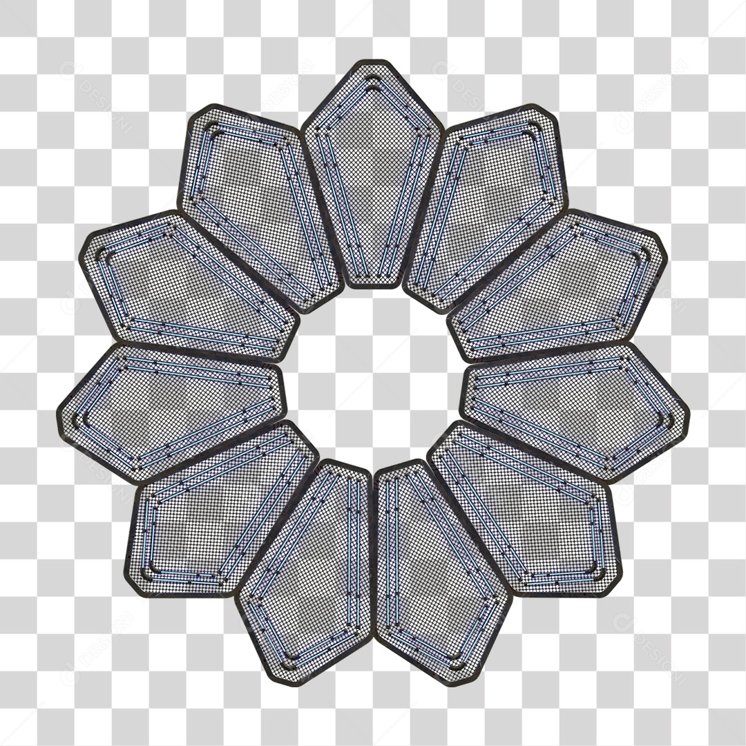 Elemento Metálico com Neon PNG Transparente