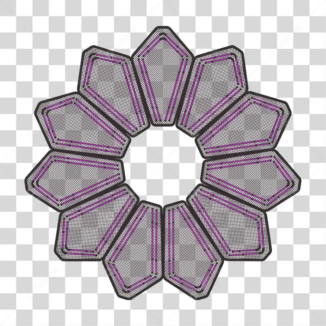 Elemento Metálico com Neon PNG Transparente