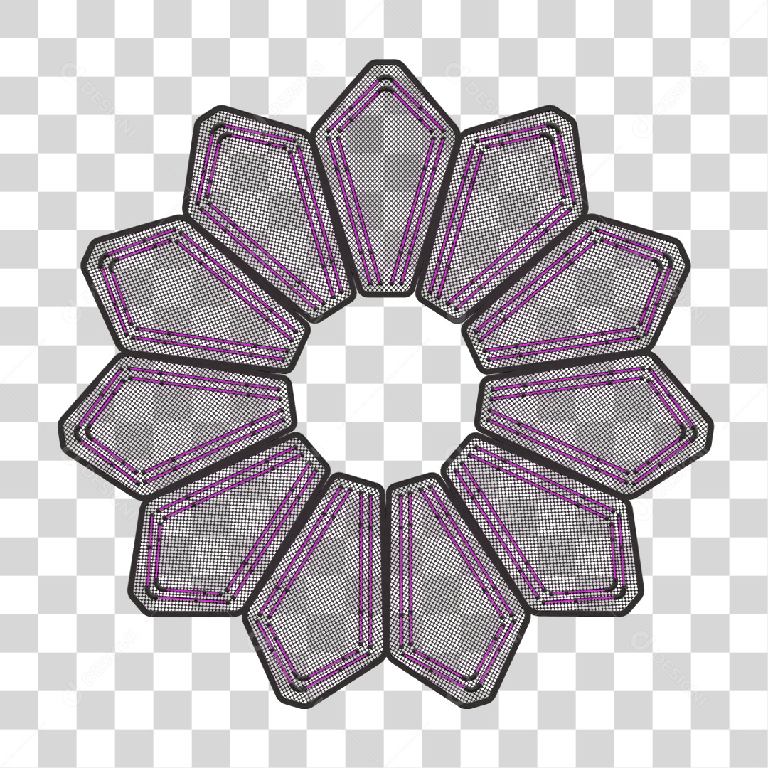 Elemento Metálico com Neon PNG Transparente