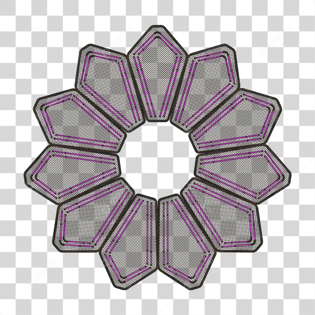 Elemento Metálico com Neon PNG Transparente