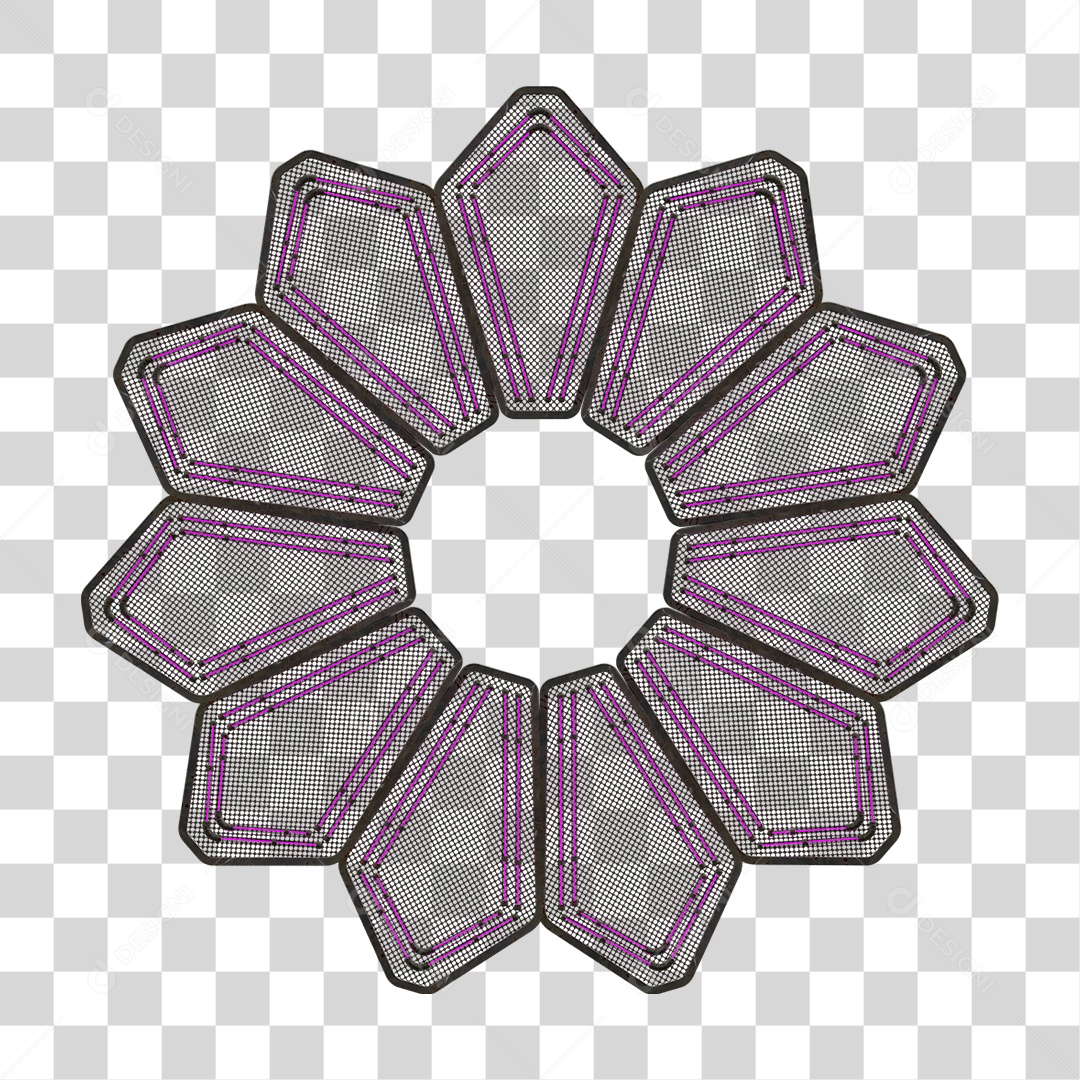 Elemento Metálico com Neon PNG Transparente