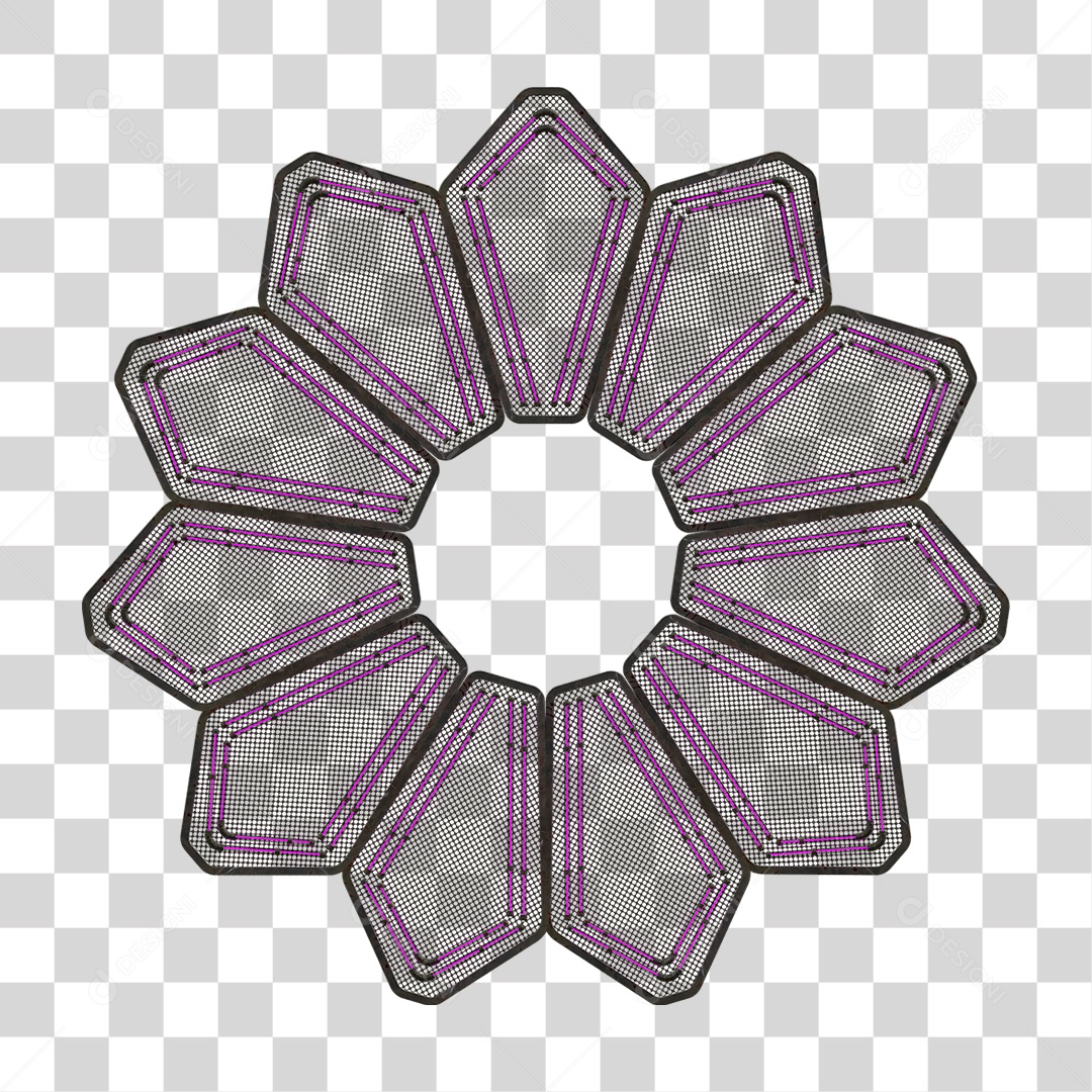 Elemento Metálico com Neon PNG Transparente