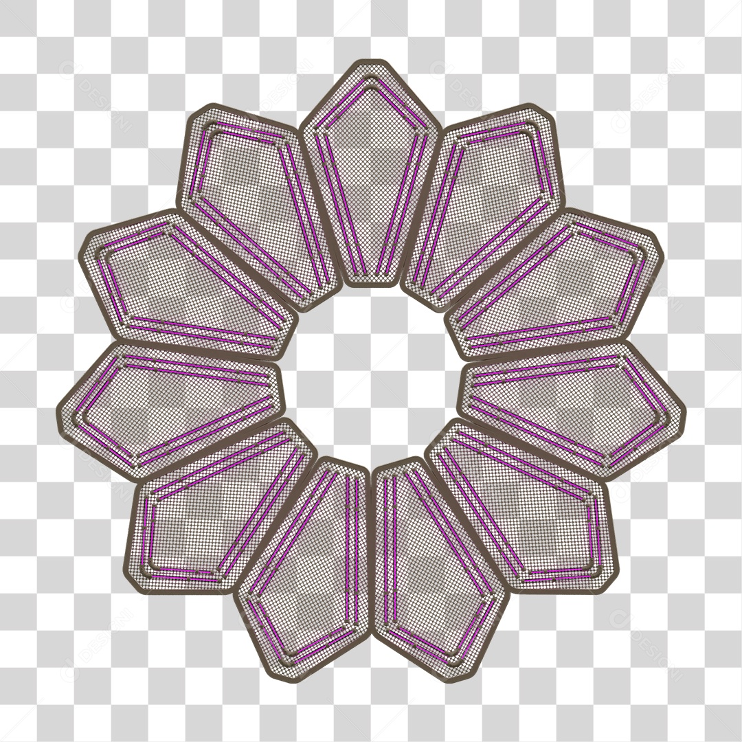 Elemento Metálico com Neon PNG Transparente