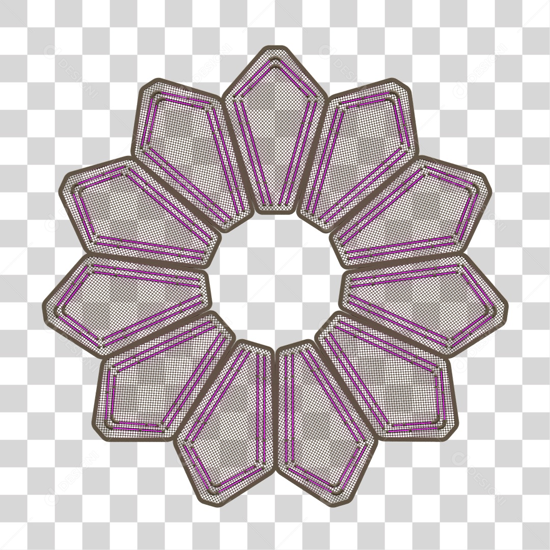 Elemento Metálico com Neon PNG Transparente