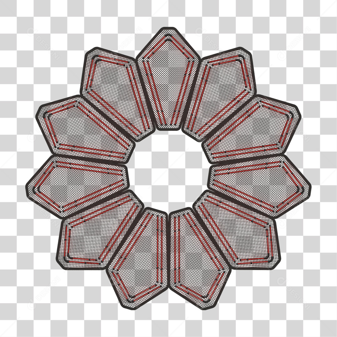 Elemento Metálico com Neon PNG Transparente