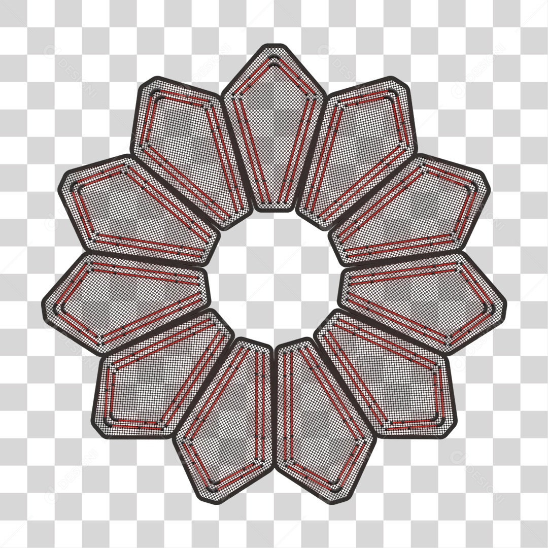 Elemento Metálico com Neon PNG Transparente