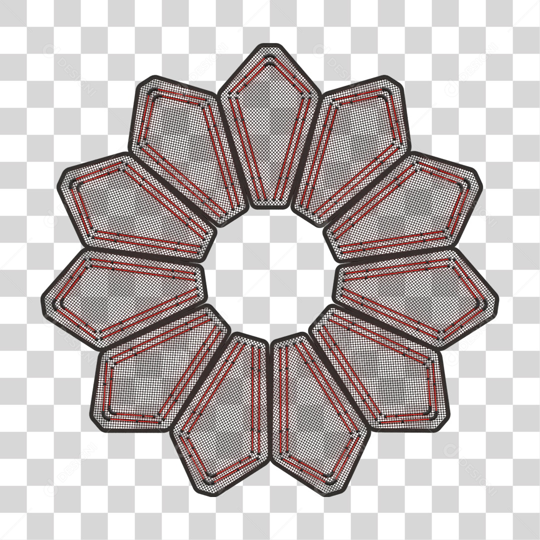 Elemento Metálico com Neon PNG Transparente