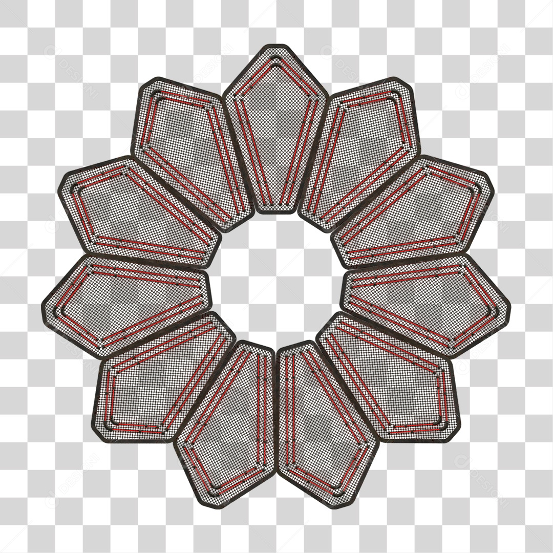 Elemento Metálico com Neon PNG Transparente