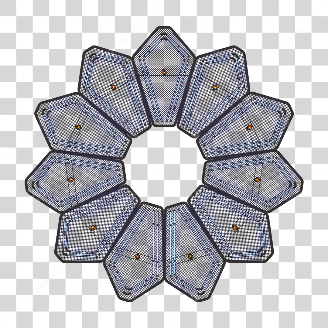 Elemento Metálico com Neon PNG Transparente