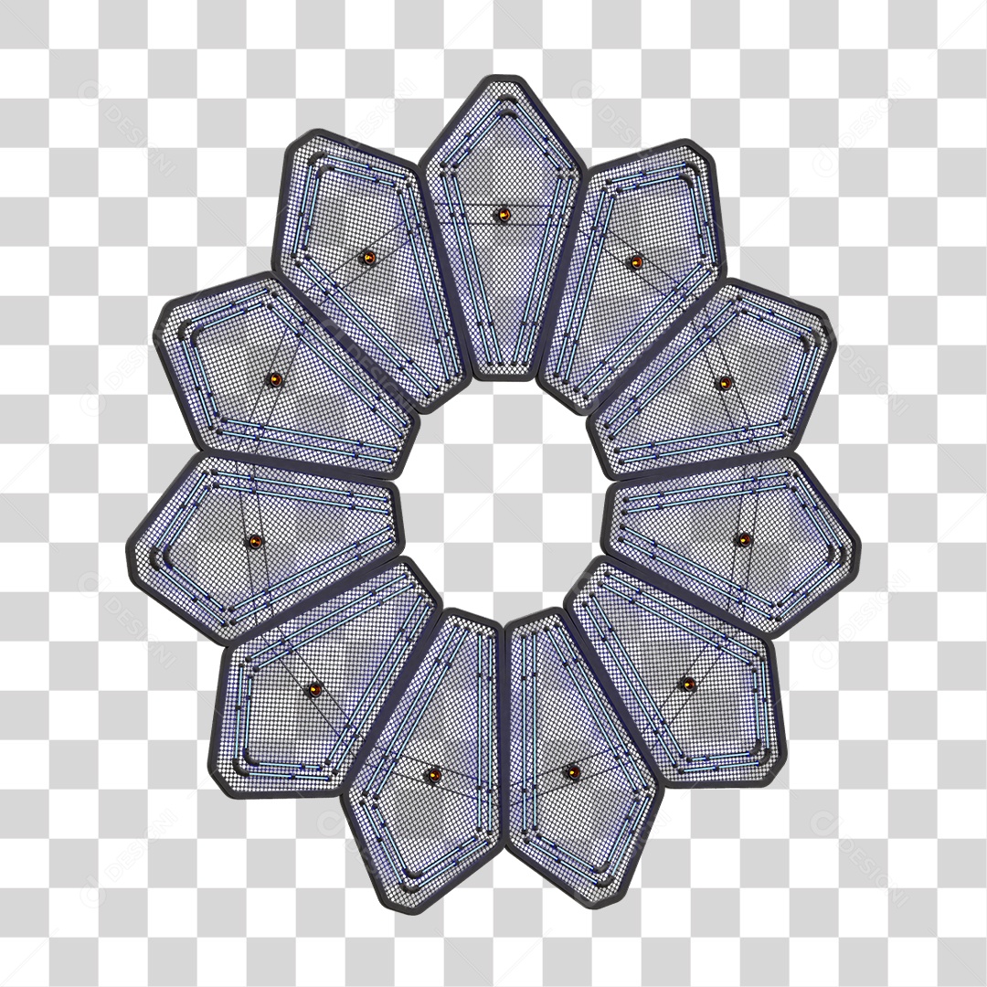 Elemento Metálico com Neon PNG Transparente