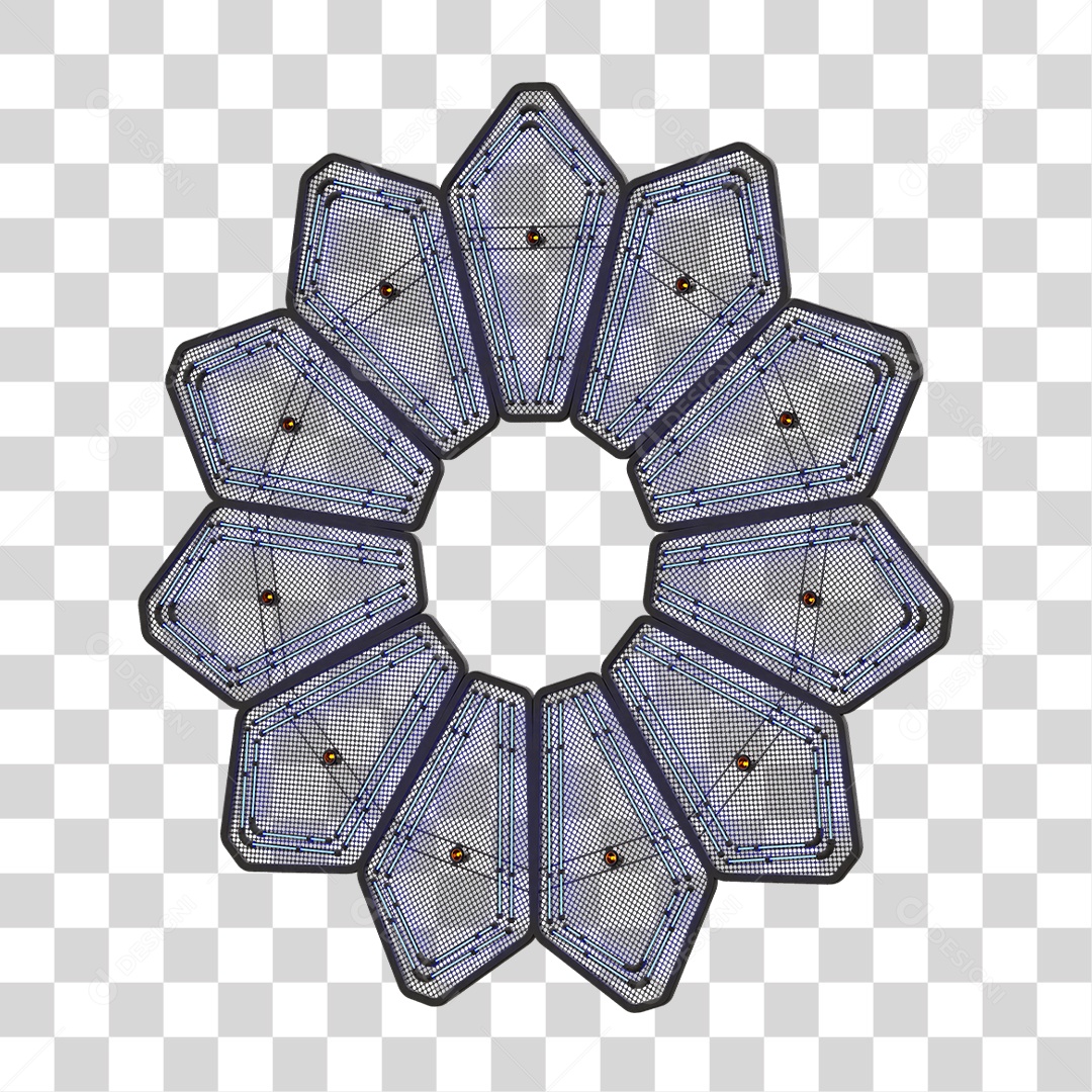 Elemento Metálico com Neon PNG Transparente