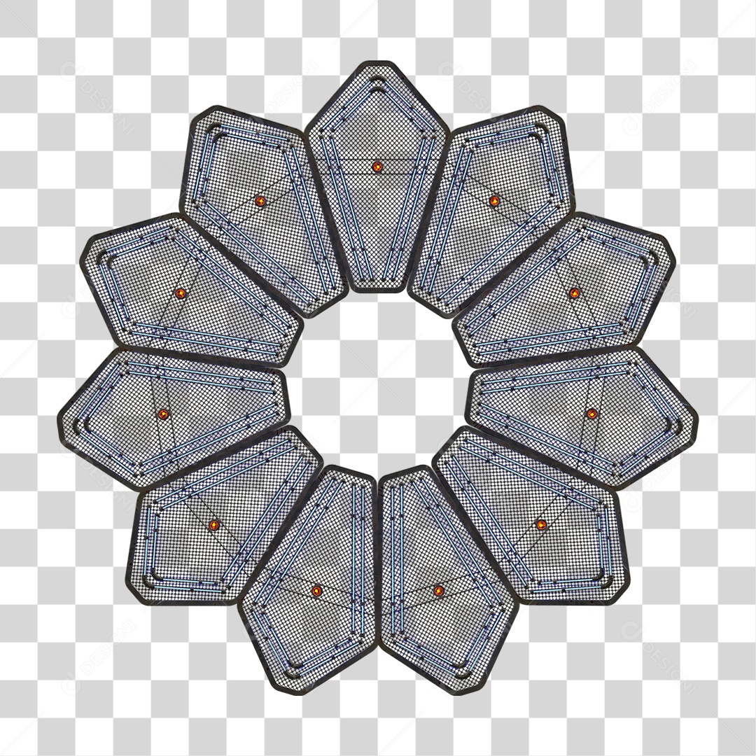 Elemento Metálico com Neon PNG Transparente