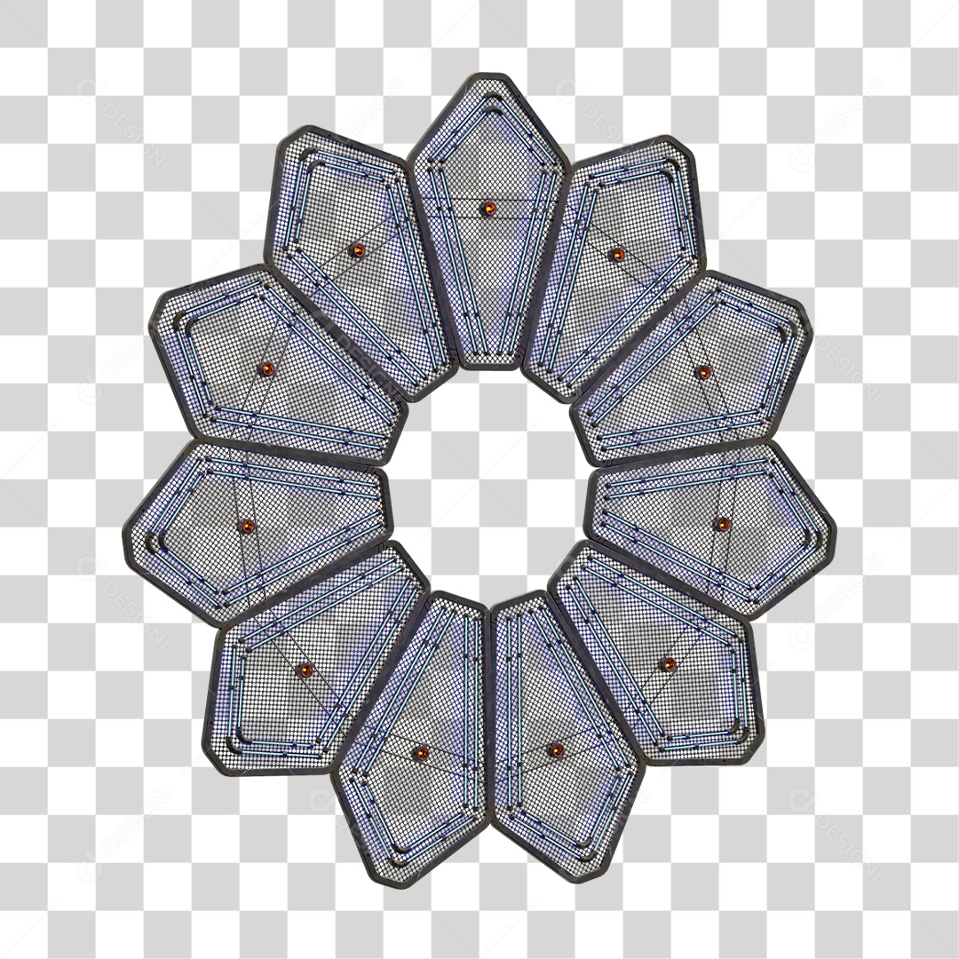 Elemento Metálico com Neon PNG Transparente