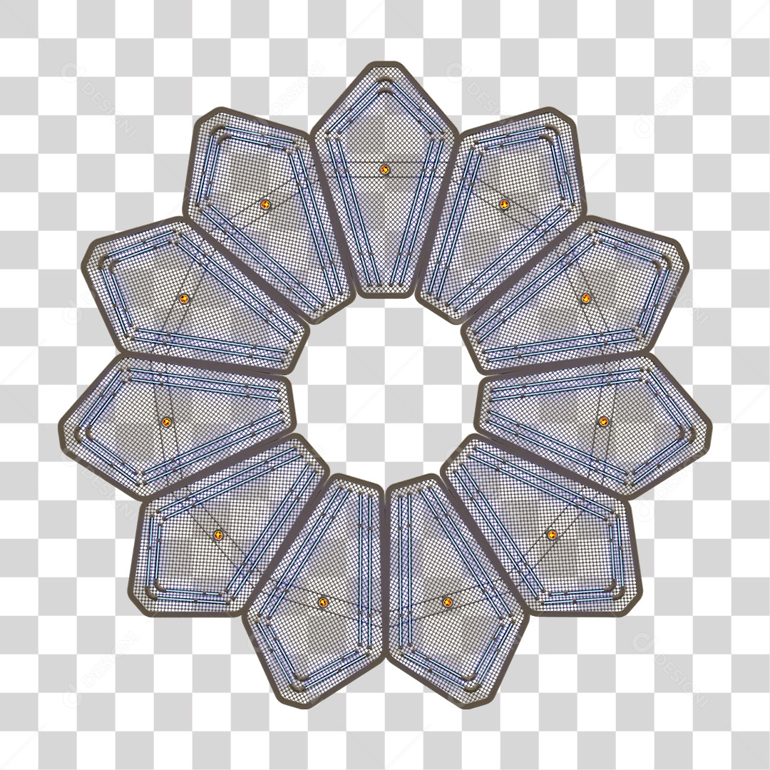 Elemento Metálico com Neon PNG Transparente