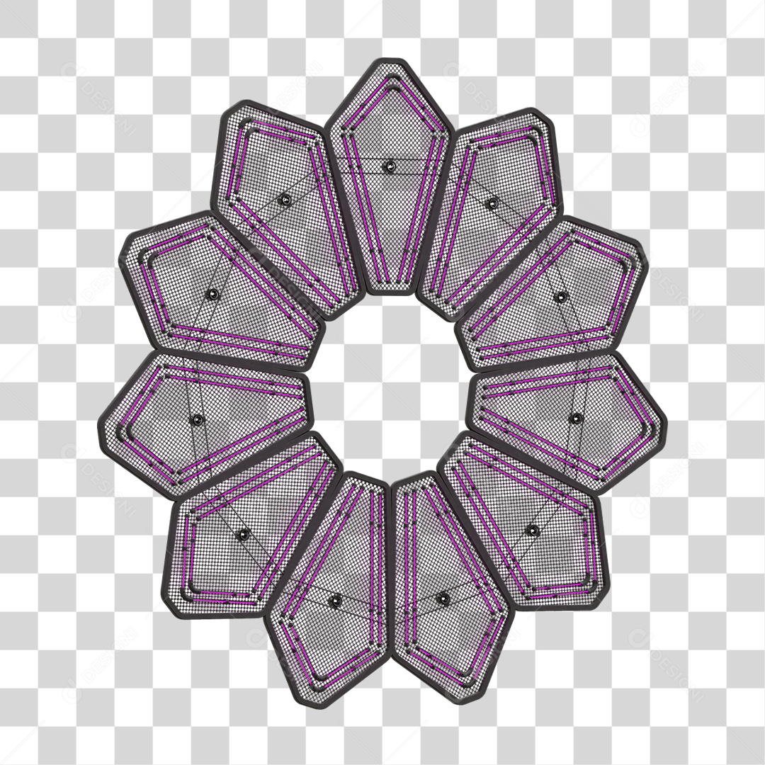 Painel de Seta Metálica com Neon PNG Transparente