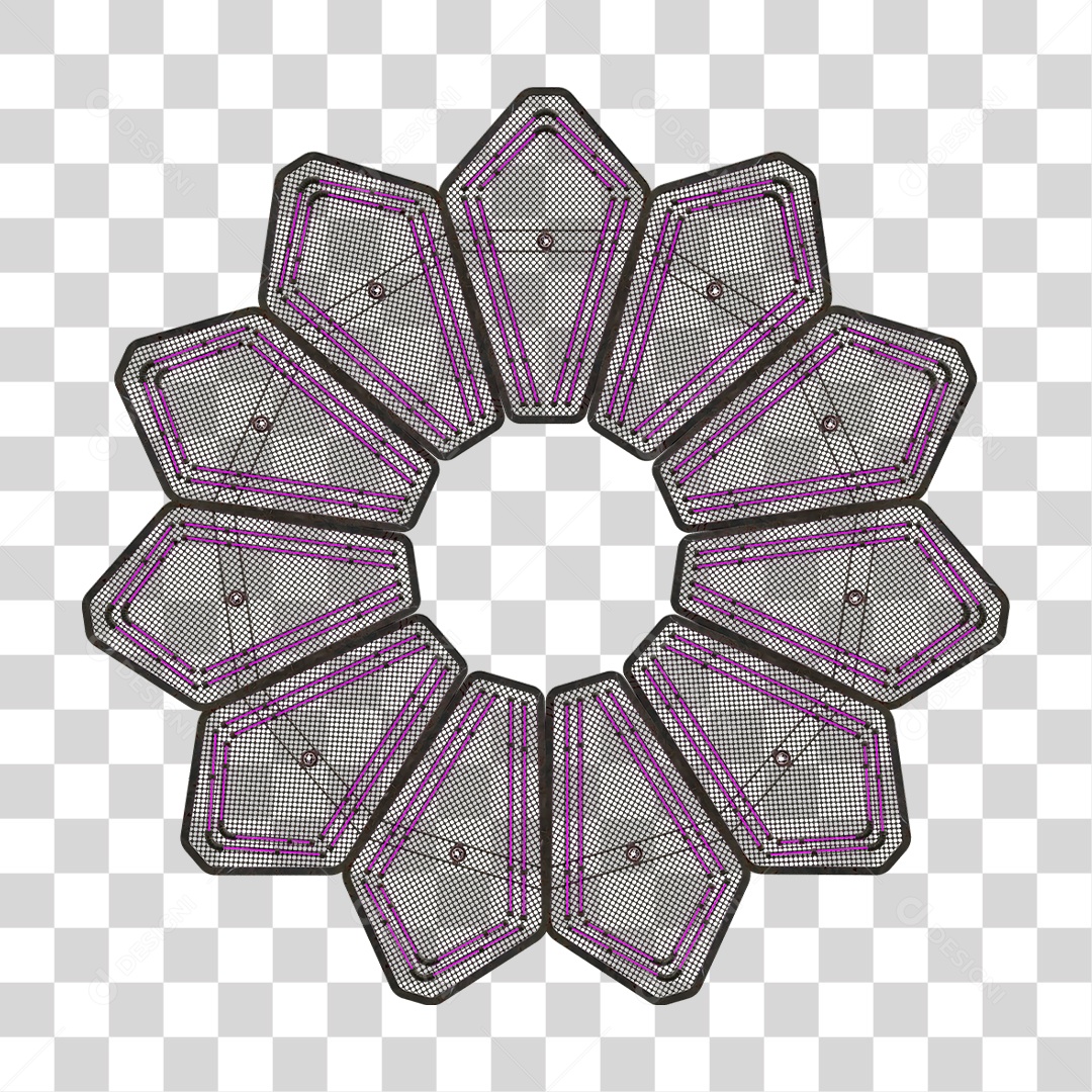 Elemento Metálico com Neon PNG Transparente