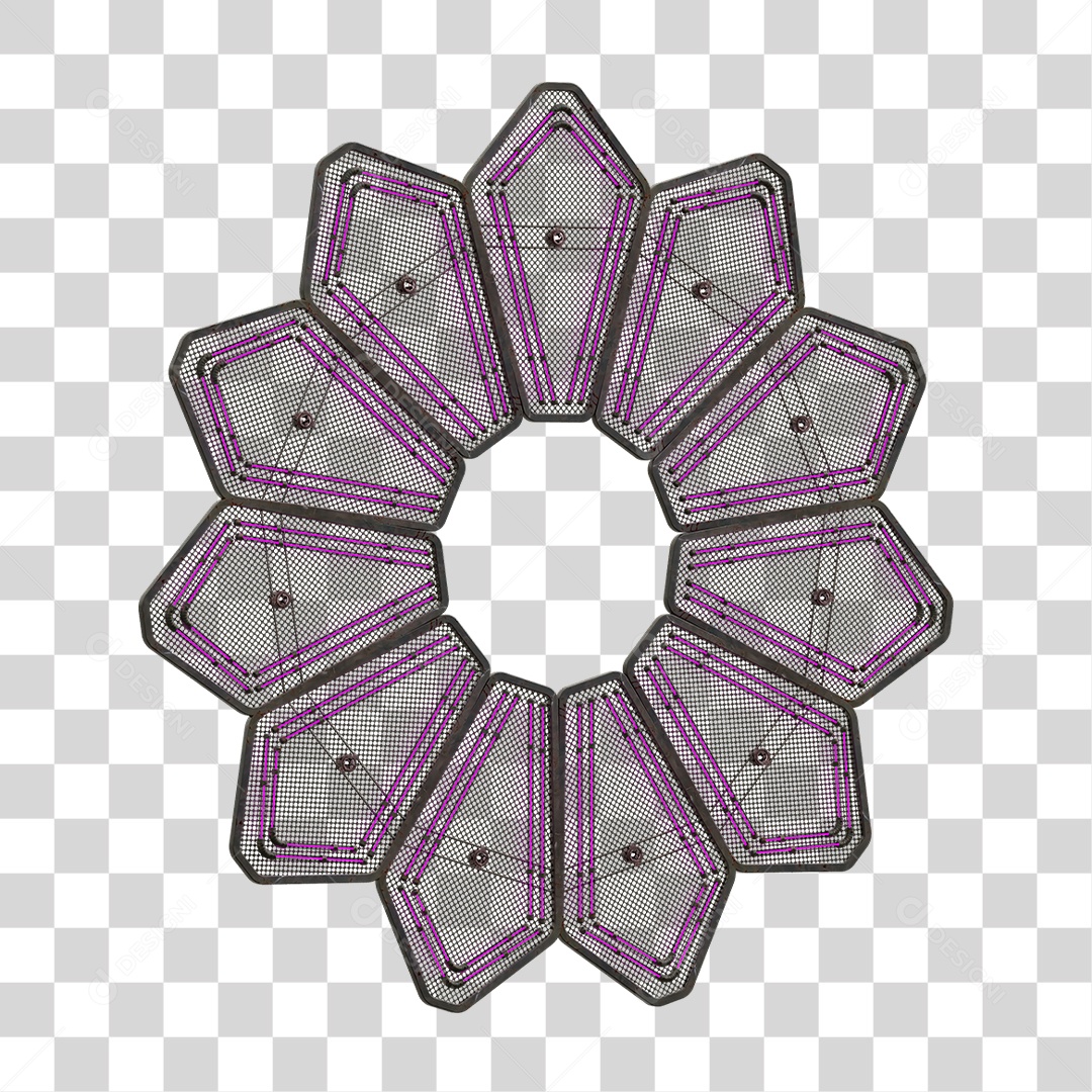 Painel de Seta Metálica com Neon PNG Transparente