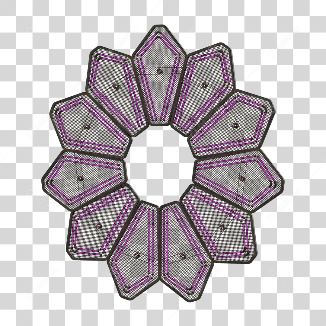 Elemento Metálico com Neon PNG Transparente