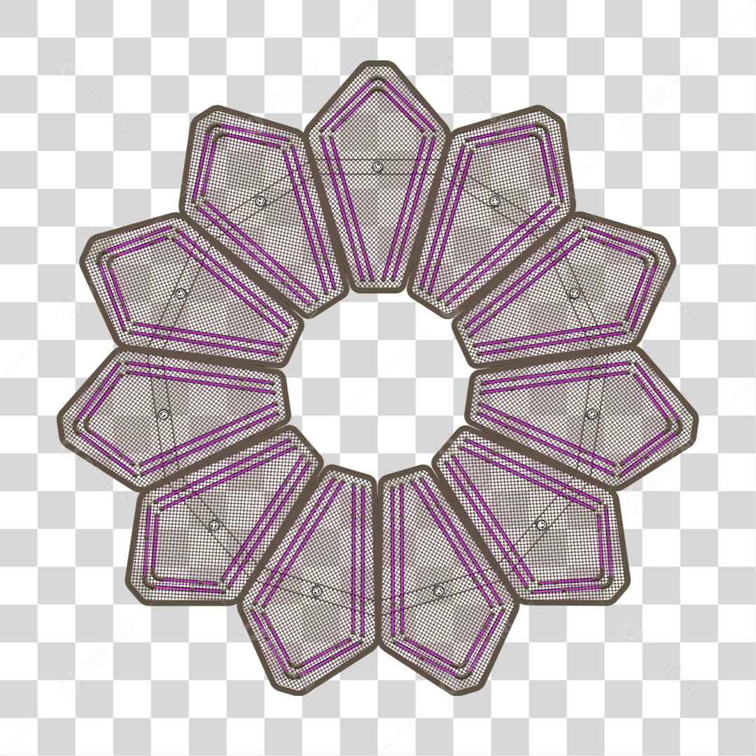 Elemento Metálico com Neon PNG Transparente