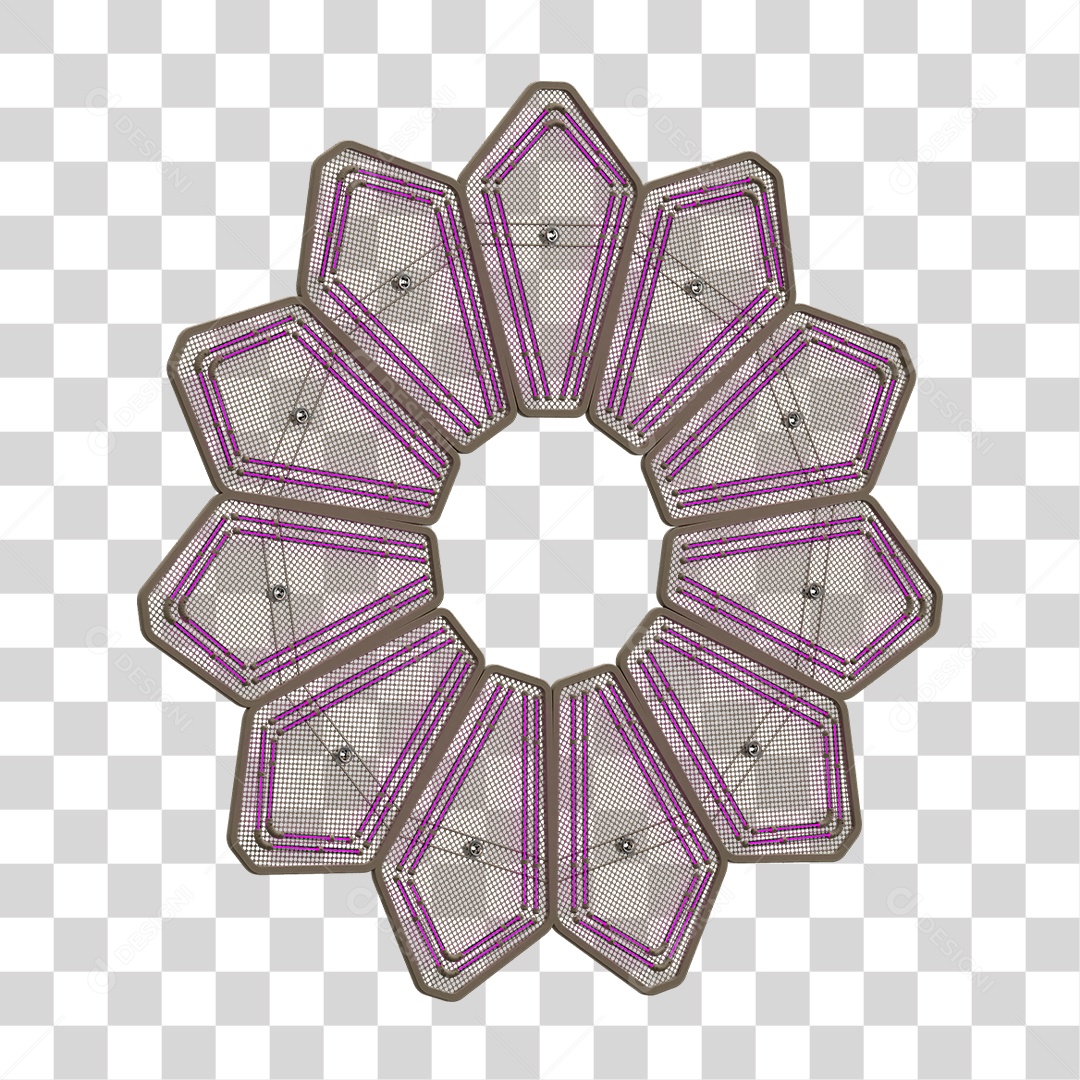 Painel de Seta Metálica com Neon PNG Transparente