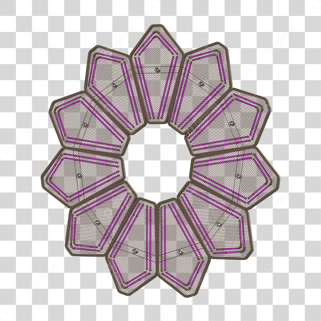 Elemento Metálico com Neon PNG Transparente