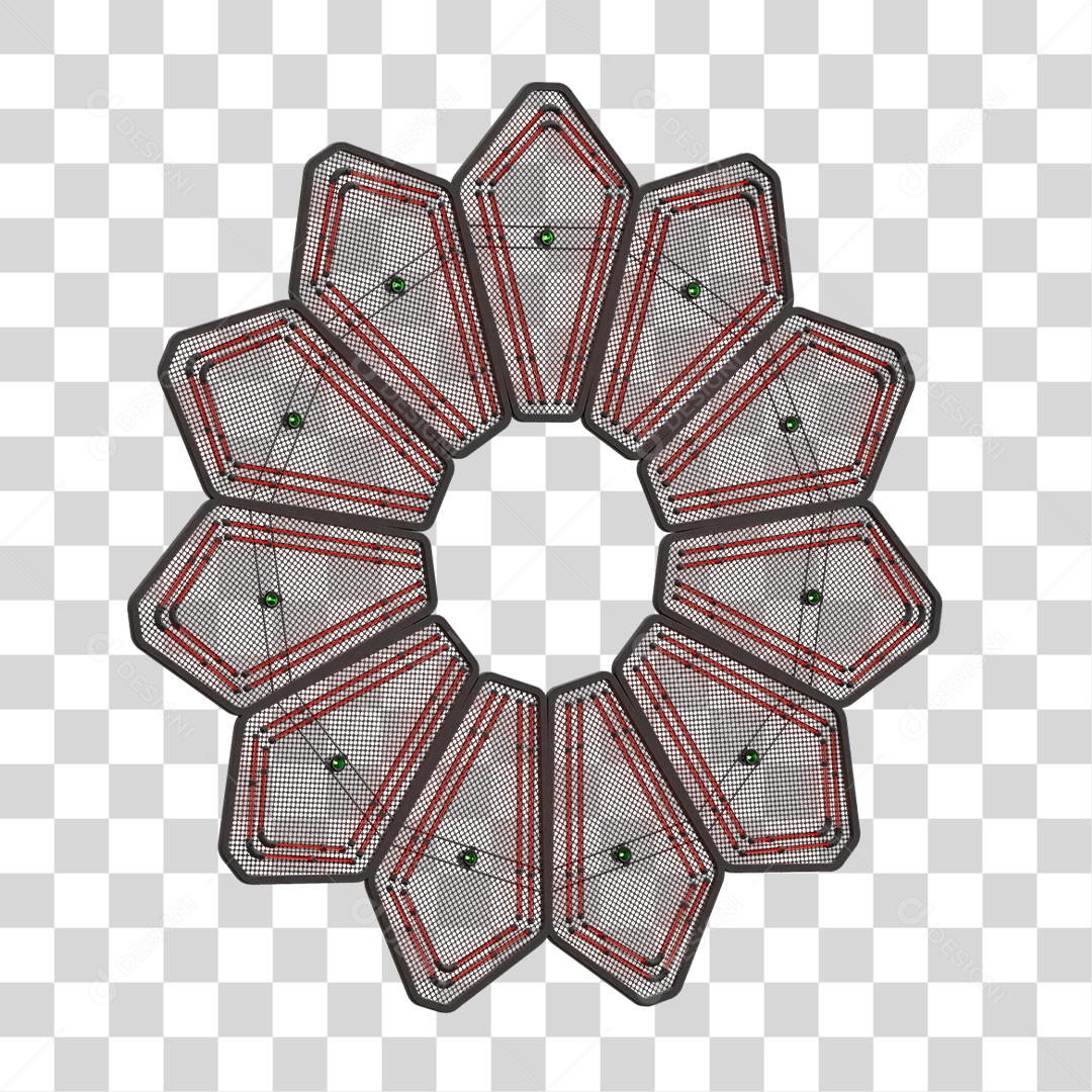 Elemento Metálico com Neon PNG Transparente