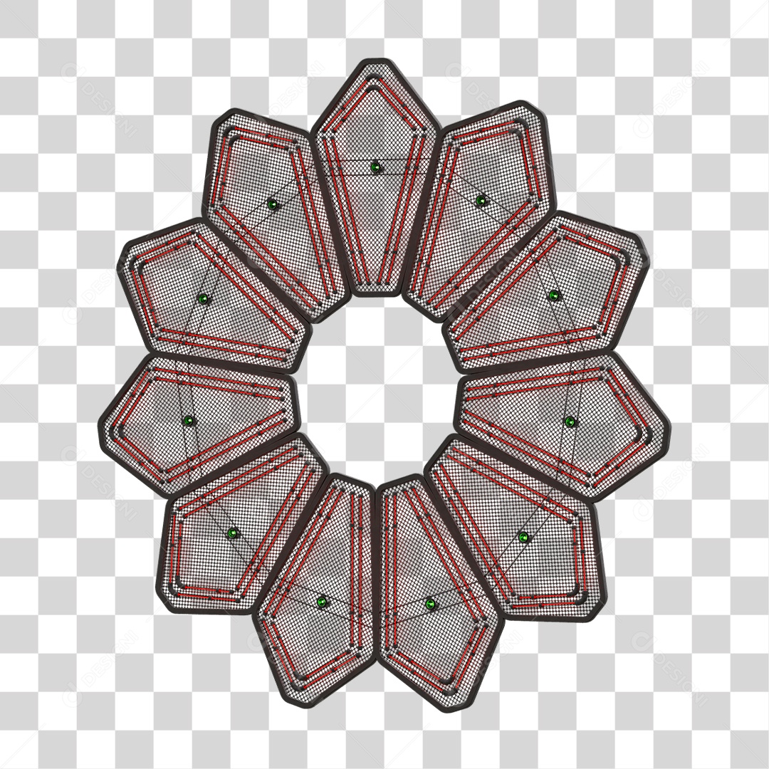 Elemento Metálico com Neon PNG Transparente