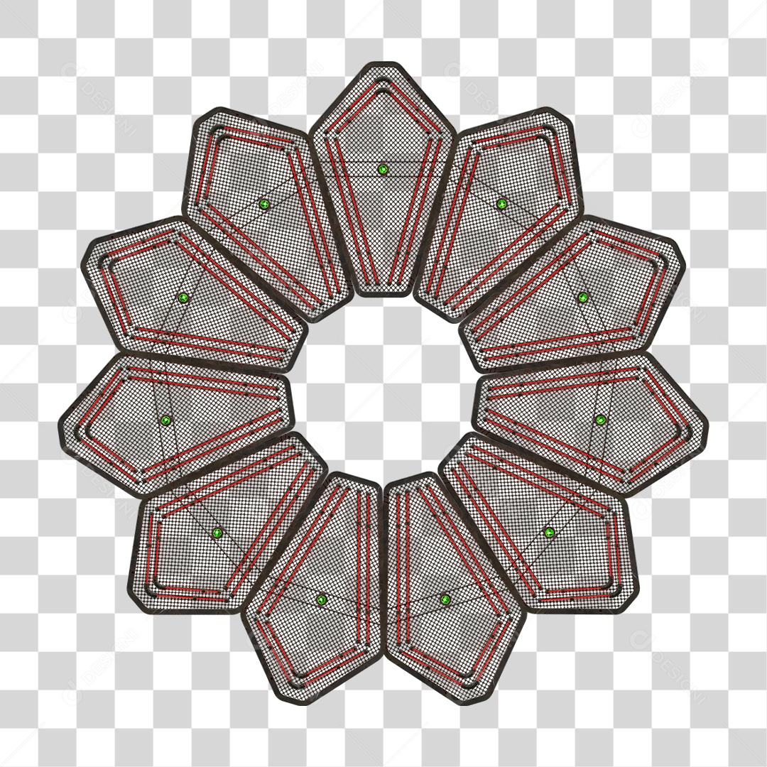 Elemento Metálico com Neon PNG Transparente