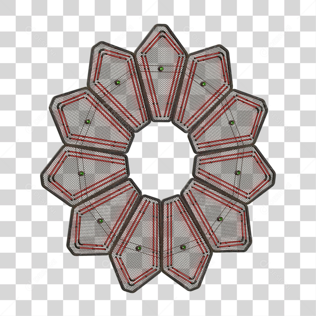 Elemento Metálico com Neon PNG Transparente