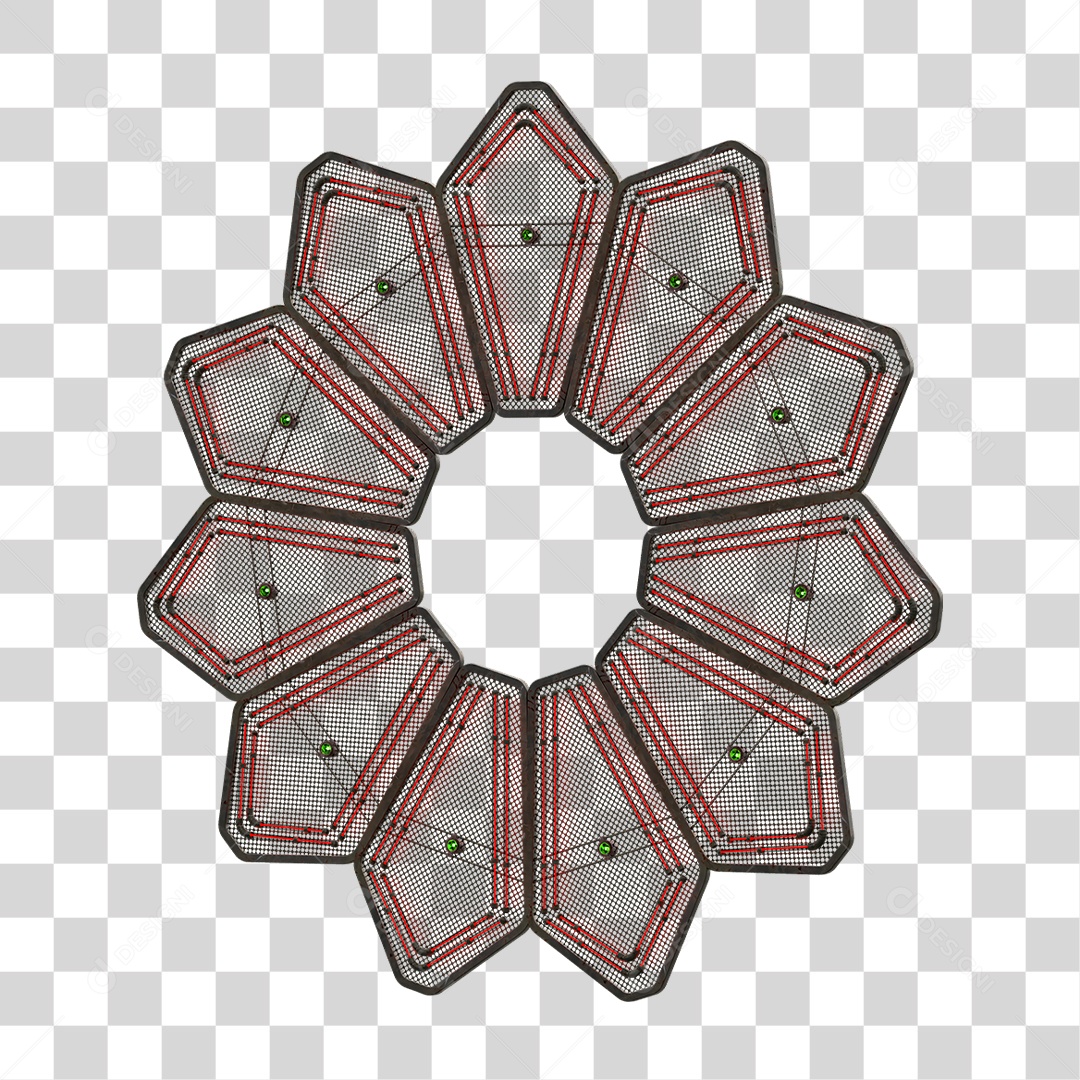 Elemento Metálico com Neon PNG Transparente