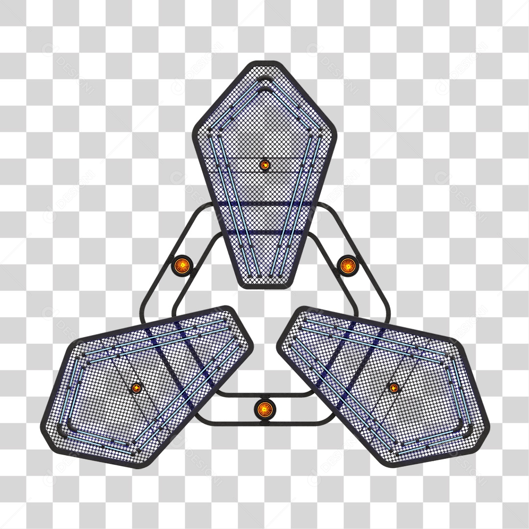 Elemento Metálico com Neon PNG Transparente